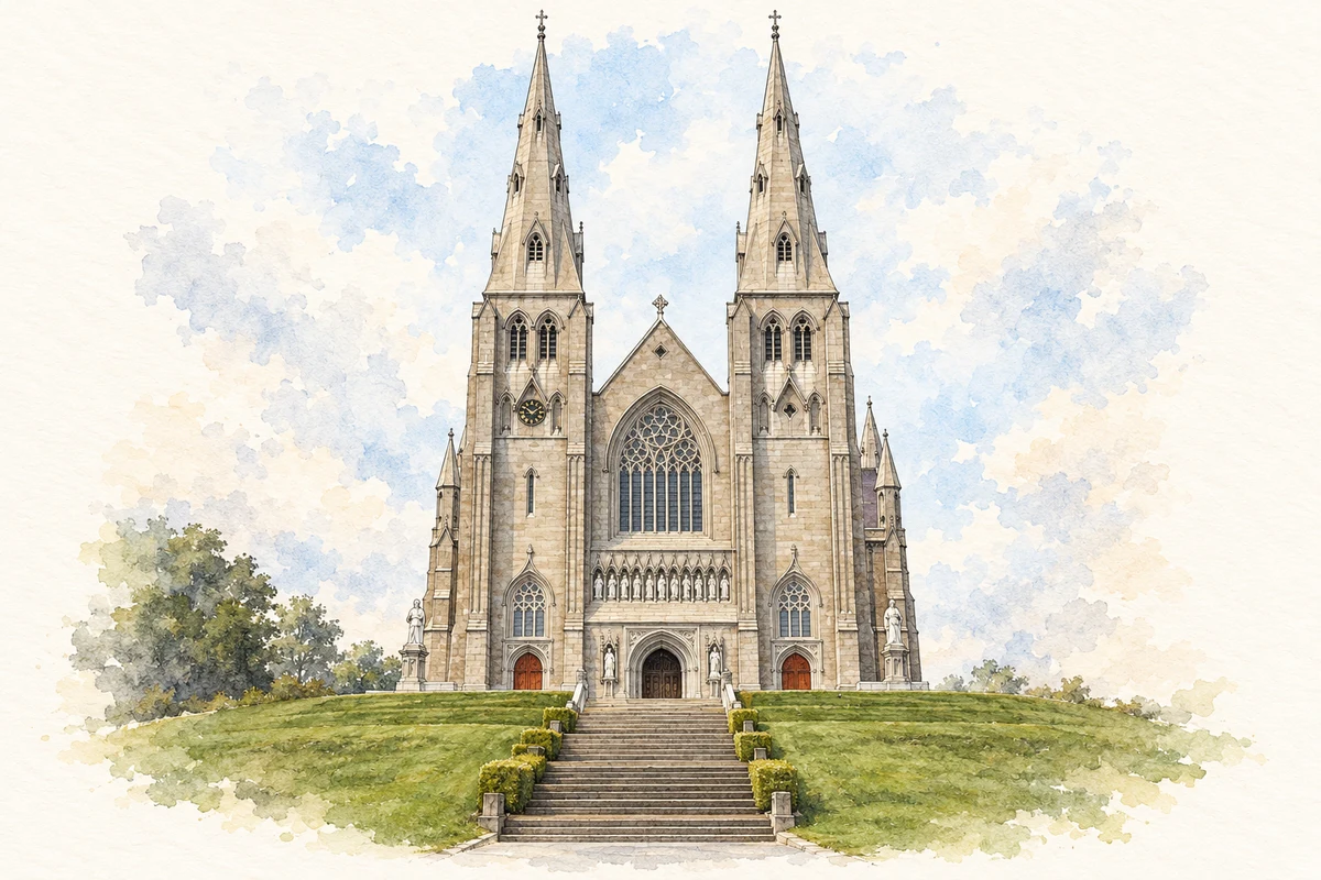 Watercolour and fine ink illustration of St Patrick’s Roman Catholic Cathedral, Armagh in County Armagh.