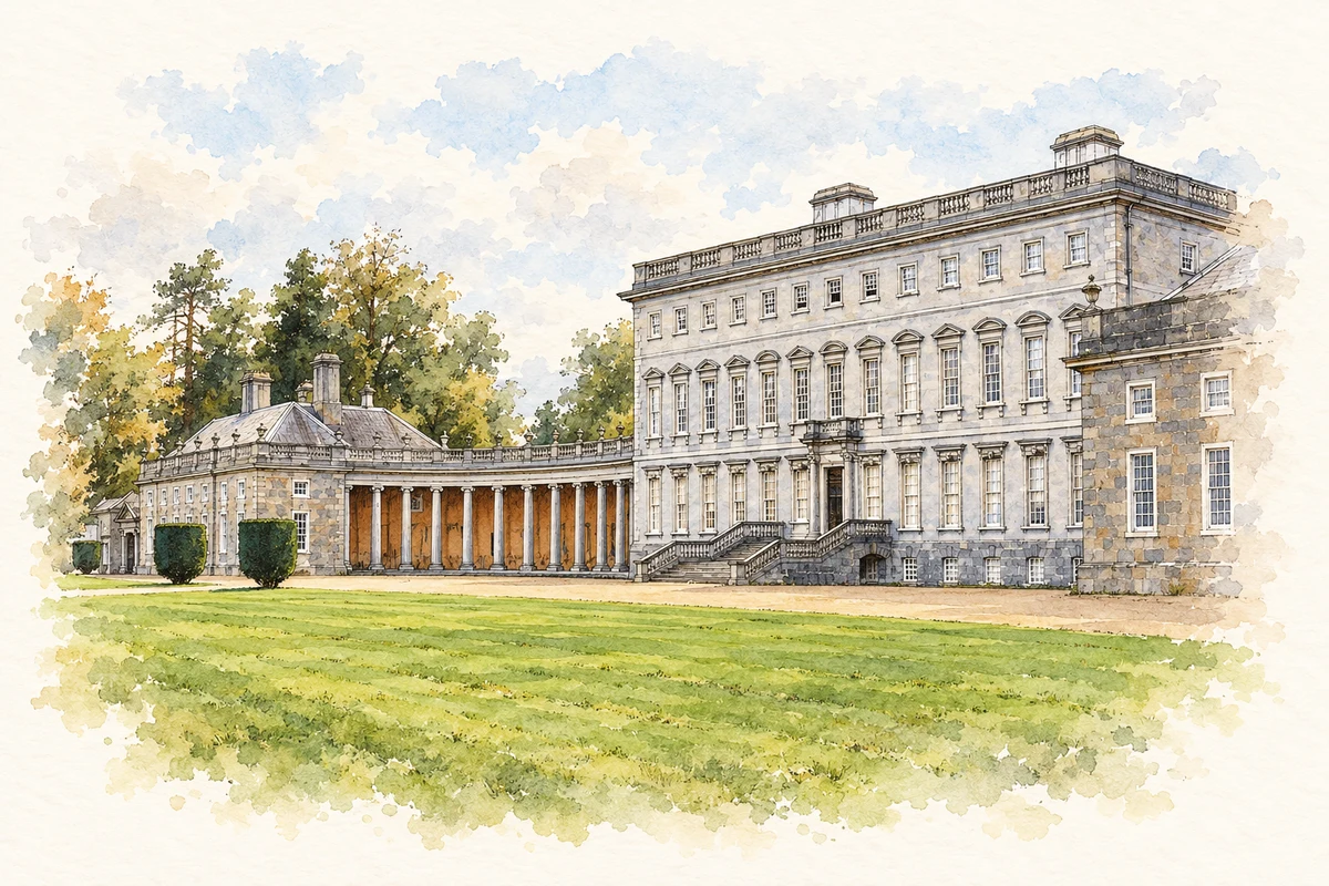 Watercolour and fine ink illustration of Castletown House, County Kildare in County Kildare.