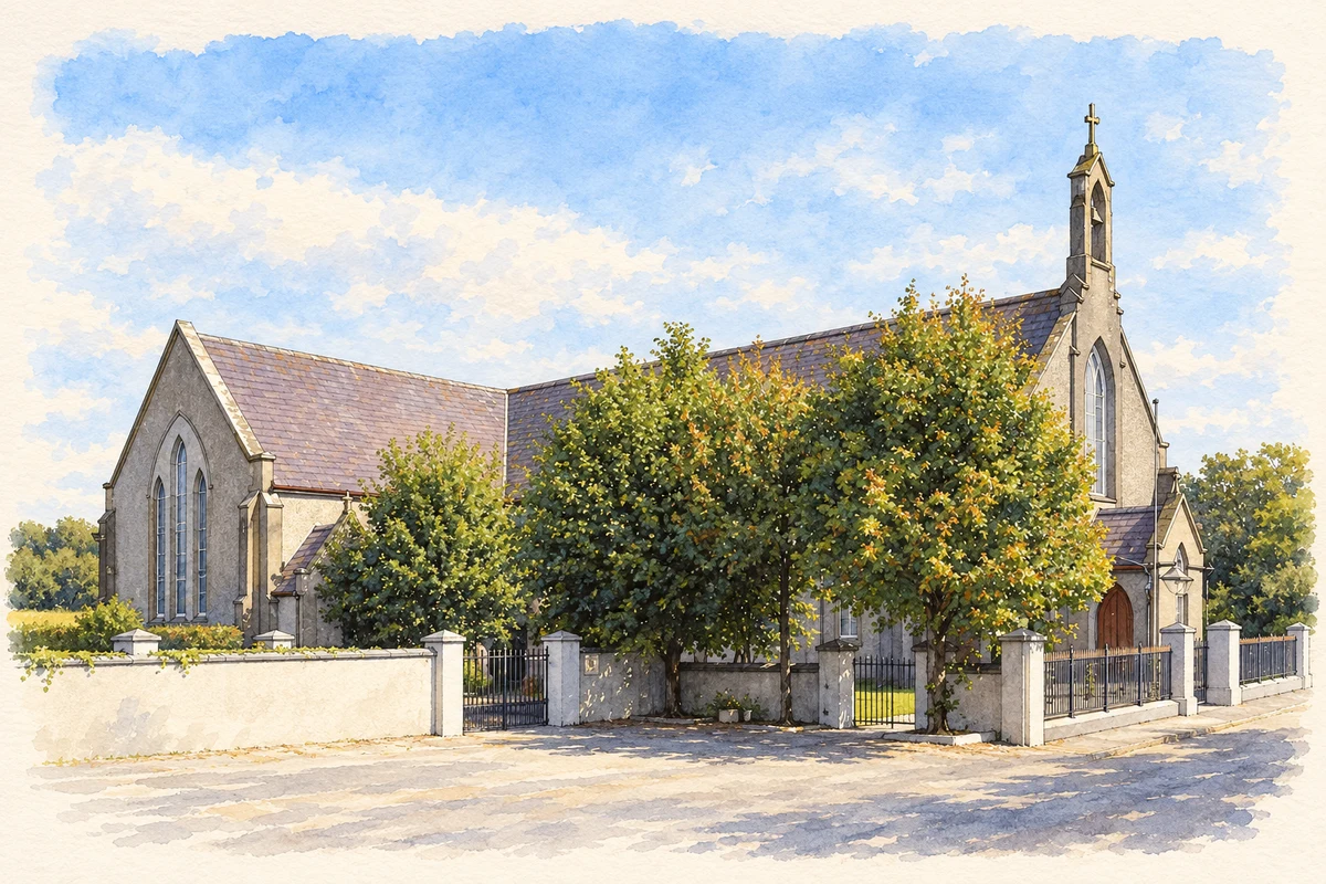 Watercolour and fine ink illustration of St John the Baptist Church, Causeway.