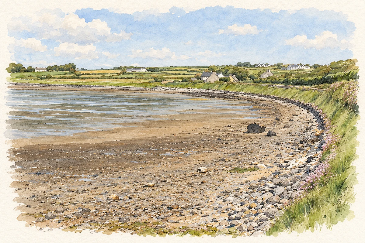 Watercolour and fine ink illustration of Chapeltown on Barrow Harbour, County Kerry.