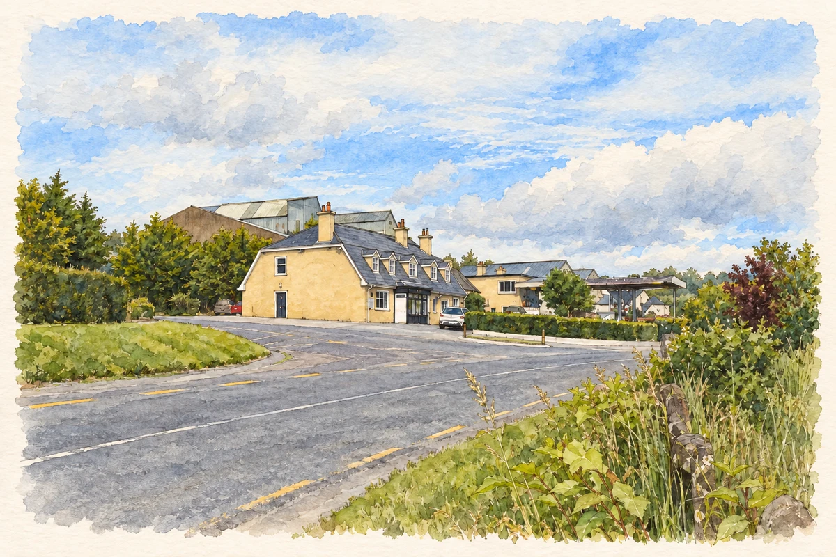 Watercolour and fine ink illustration of Village bar, Cappeen (Coppeen).