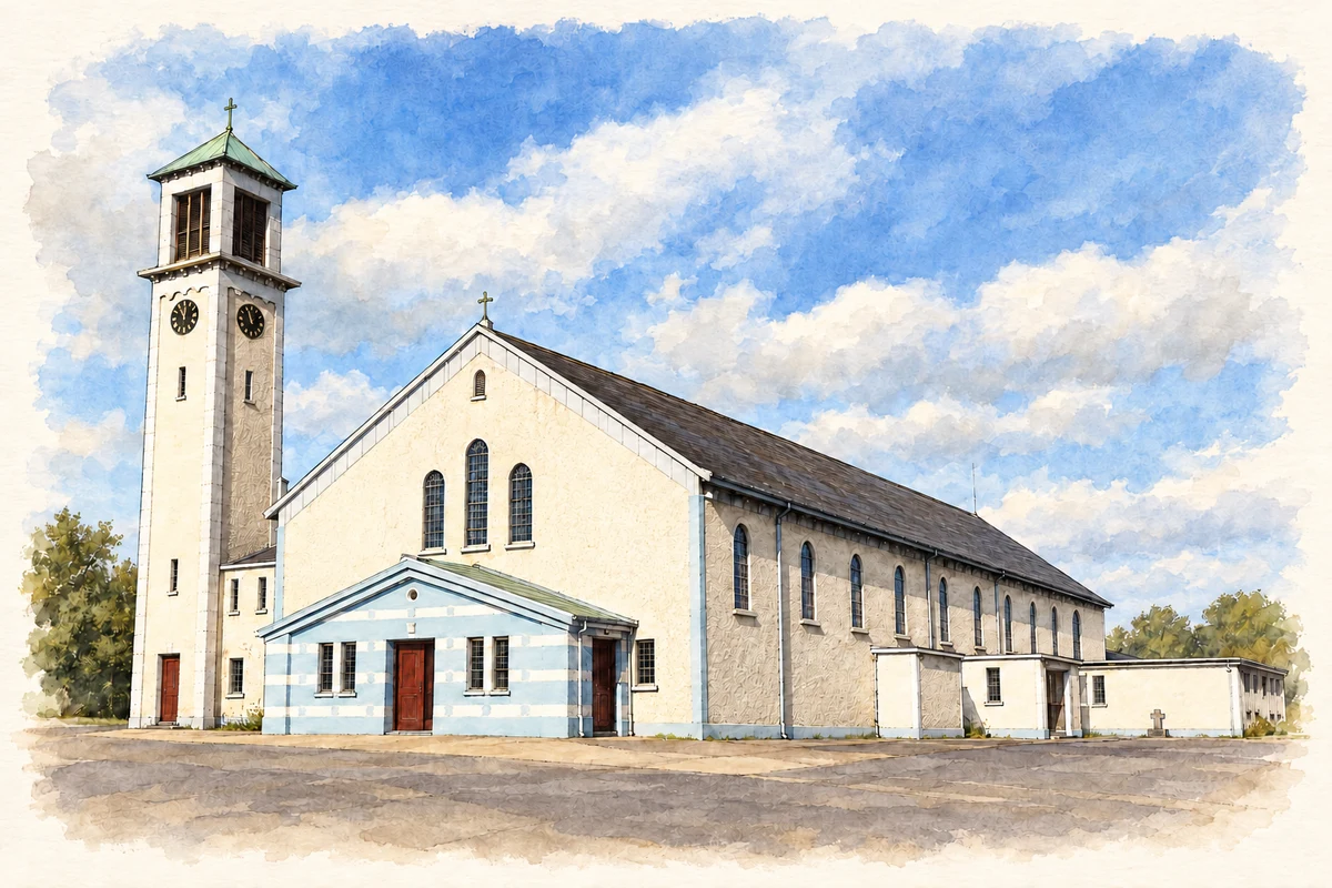 Watercolour and fine ink illustration of St Anne's Church, Cranmore Road, Sligo.