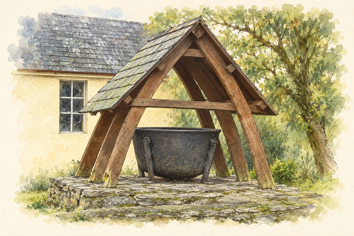 Watercolour and fine ink illustration of Coolmountain Soup Pot, Ballingeary.