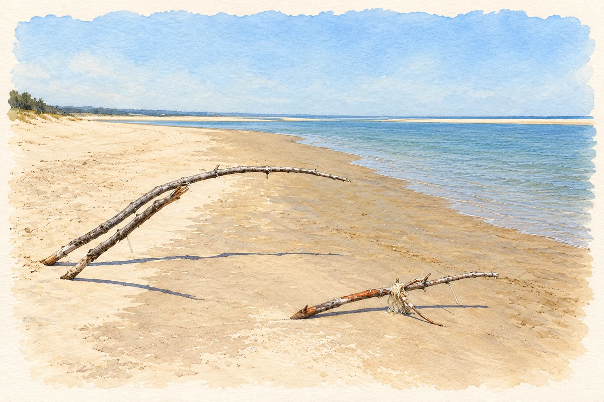 Watercolour and fine ink illustration of Curracloe Beach.