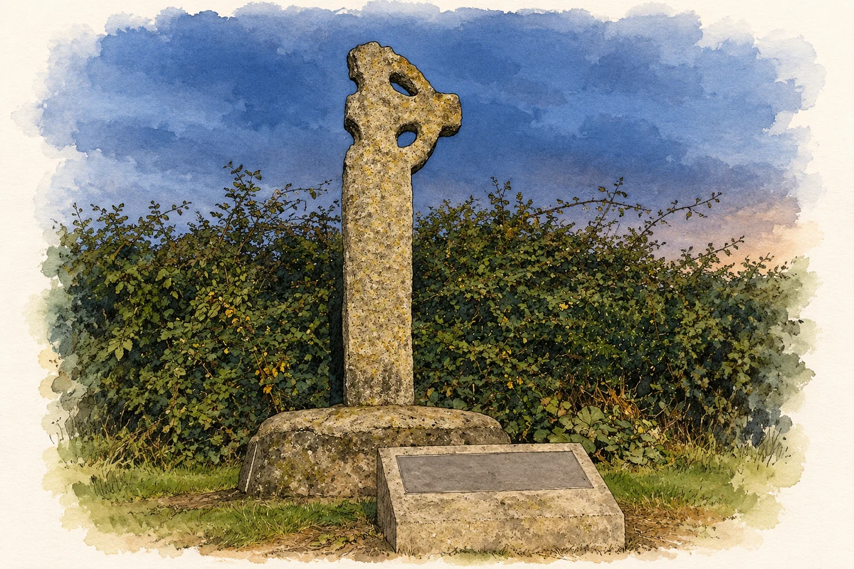 Watercolour and fine ink illustration of Kilgobbin Cross, near Stepaside, Dublin.