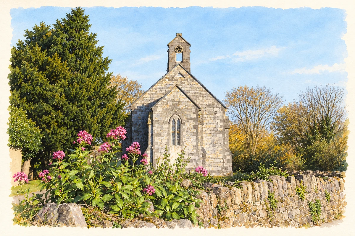 Watercolour and fine ink illustration of Former Church of Ireland building, Clogheen.