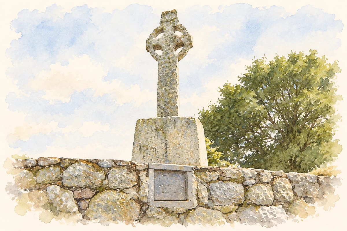 Watercolour and fine ink illustration of Tully High Cross, Cherrywood.
