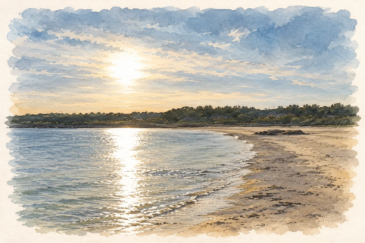 Watercolour and fine ink illustration of Trá na bhForbacha (Furbo Beach).