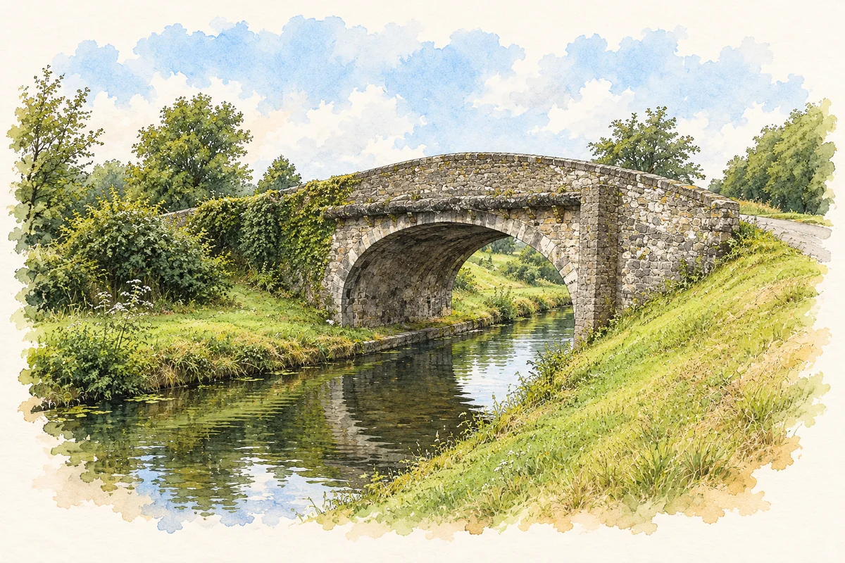Watercolour and ink of Shee Bridge, Grand Canal.