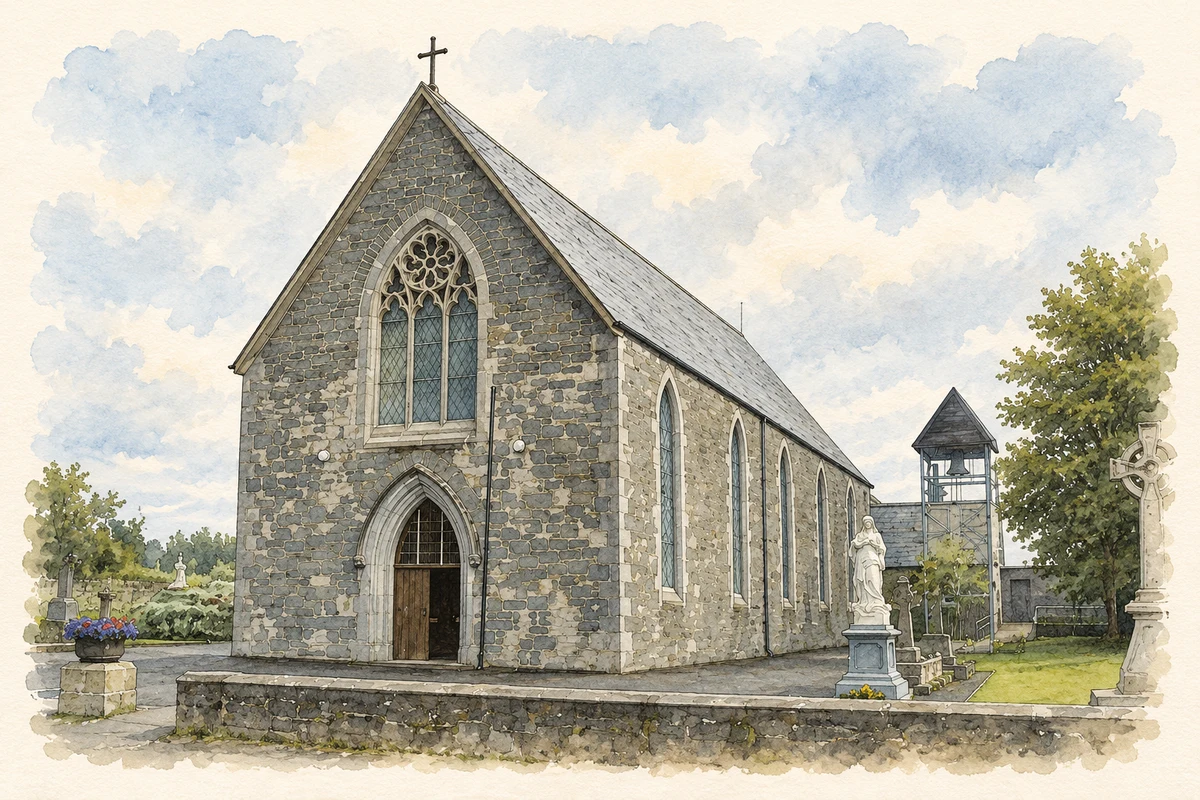 Watercolour and fine ink illustration of Saint Mary's Church, Pallaskenry.