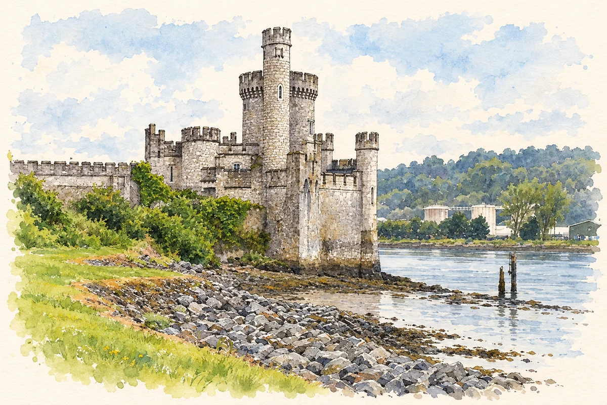 Watercolour and fine ink illustration of Blackrock Castle on the River Lee, Blackrock, Cork.
