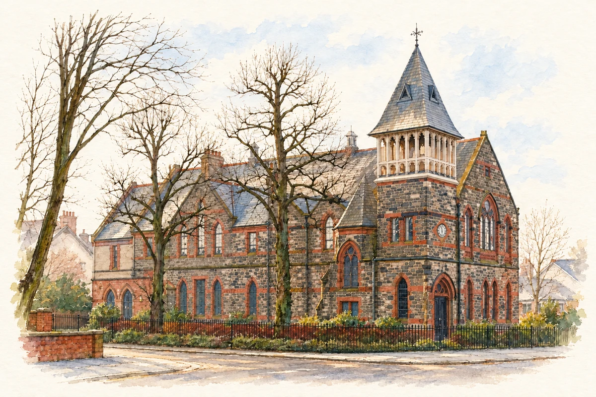 Watercolour and fine ink illustration of Belmont Tower, Belfast.