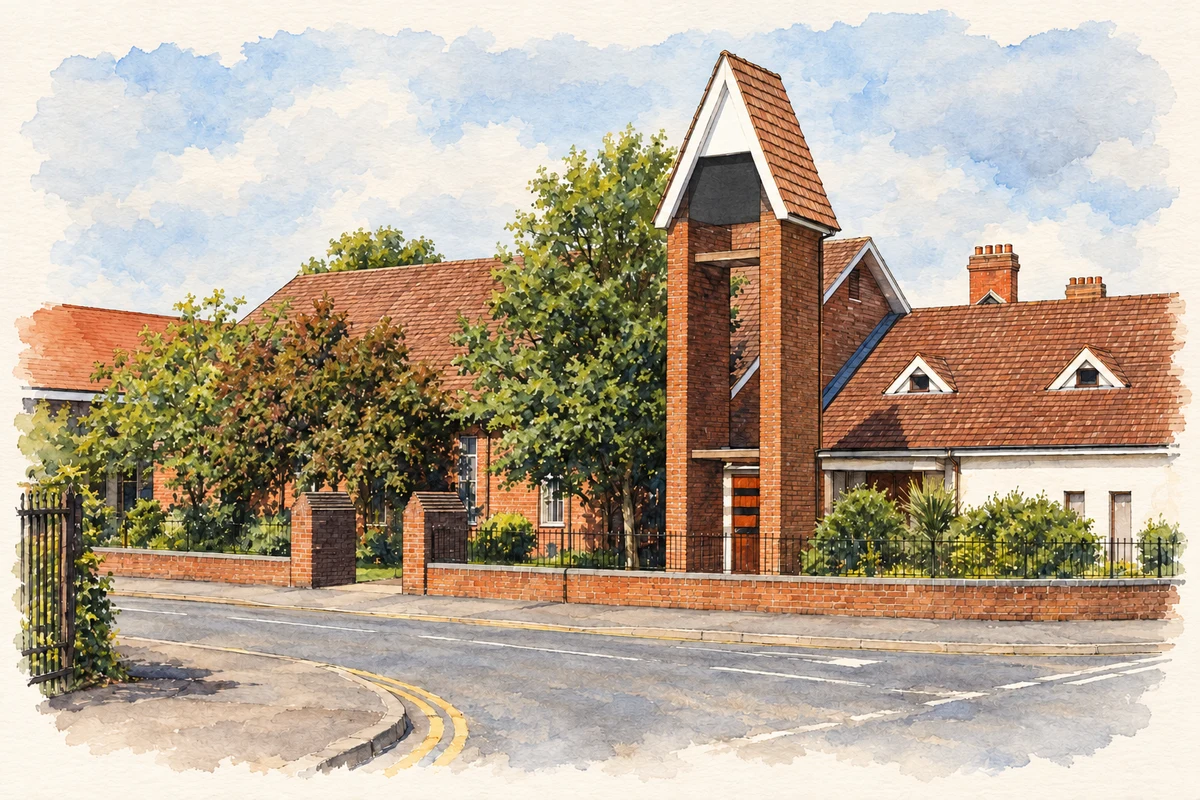 Watercolour and fine ink illustration of Sydenham Methodist Church, Belfast, County Down.