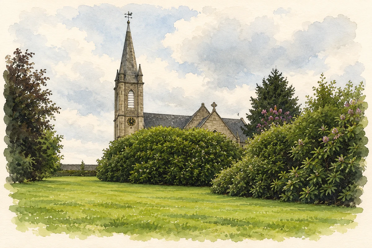 Watercolour and fine ink illustration of St Mary's Church, Bunclody.