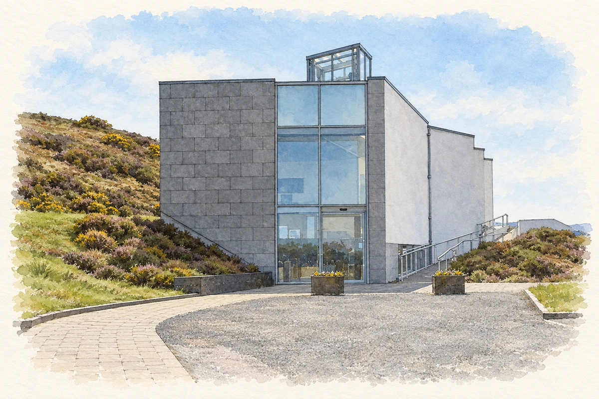 Watercolour and fine ink illustration of Ballycroy National Park Visitor Centre.
