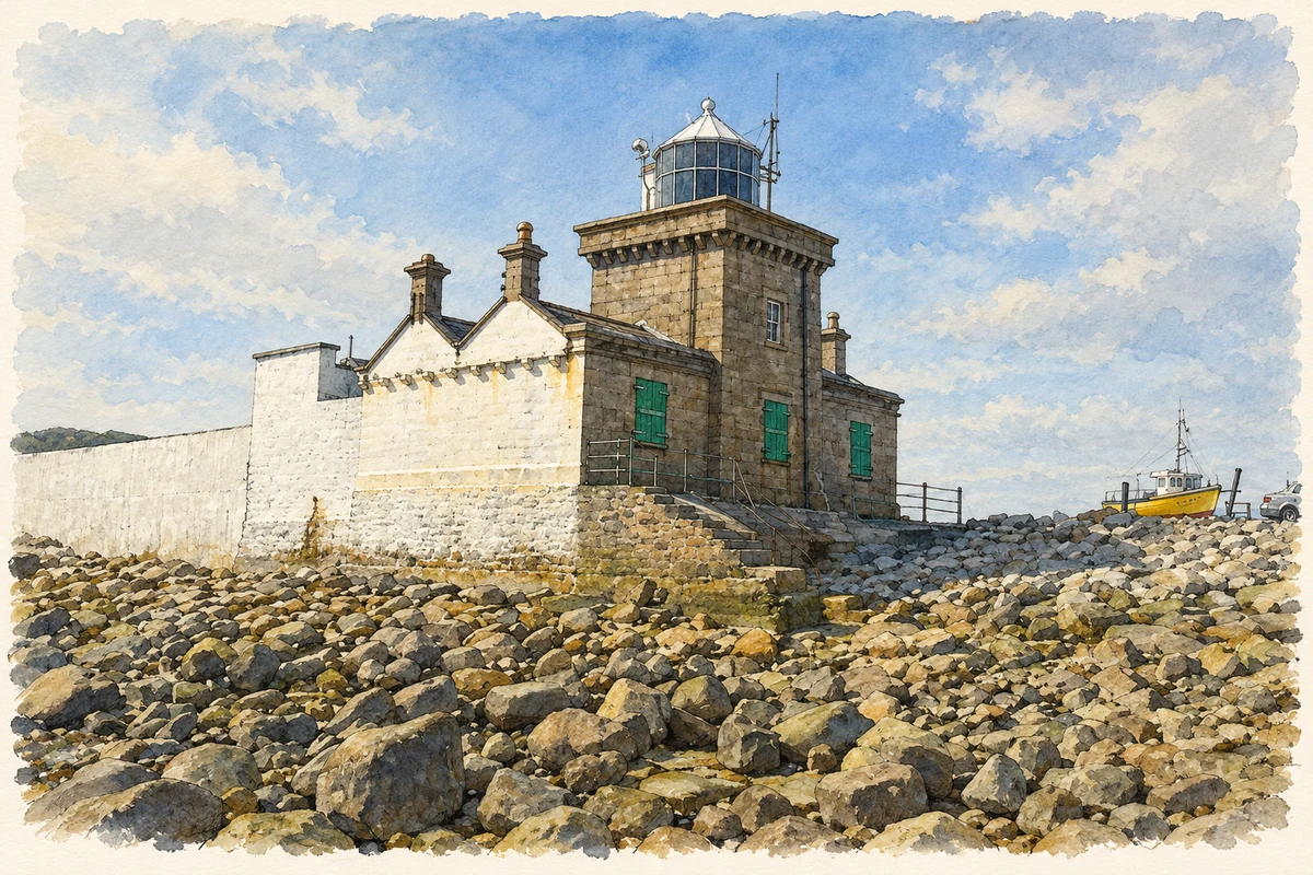Watercolour and fine ink illustration of Blacksod Lighthouse, County Mayo.