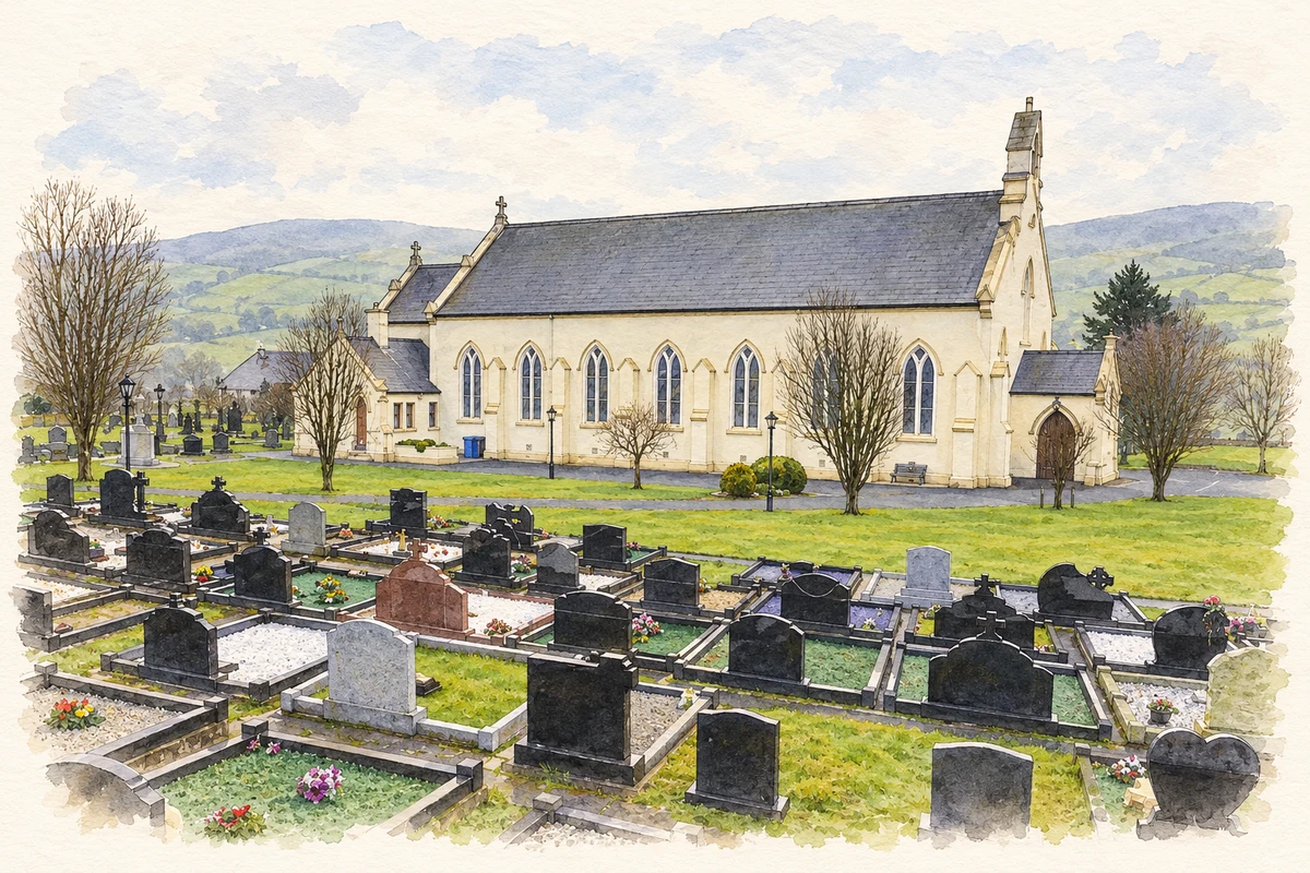 Watercolour and fine ink illustration of St Patrick’s Church, Cranagh.