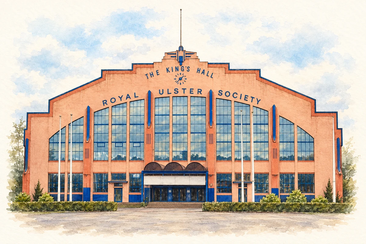 Watercolour and fine ink illustration of King’s Hall, Balmoral.
