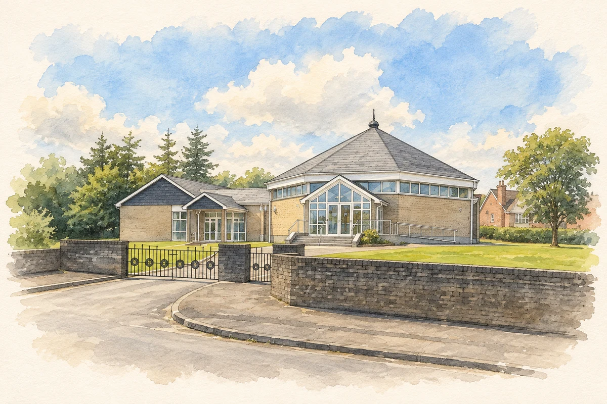 Watercolour and fine ink illustration of Cullybackey Methodist Church, County Antrim.