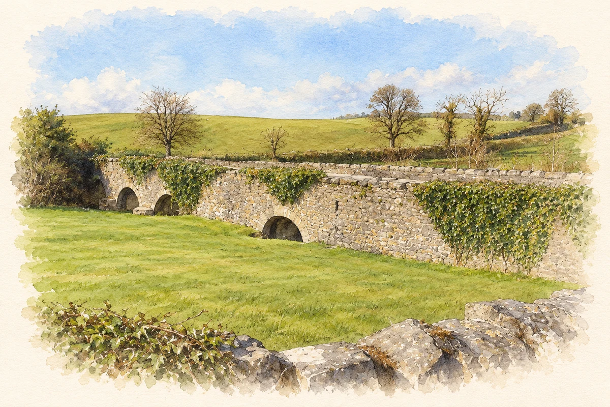 Watercolour and fine ink illustration of Bridge over Cully Water at Silverbridge.