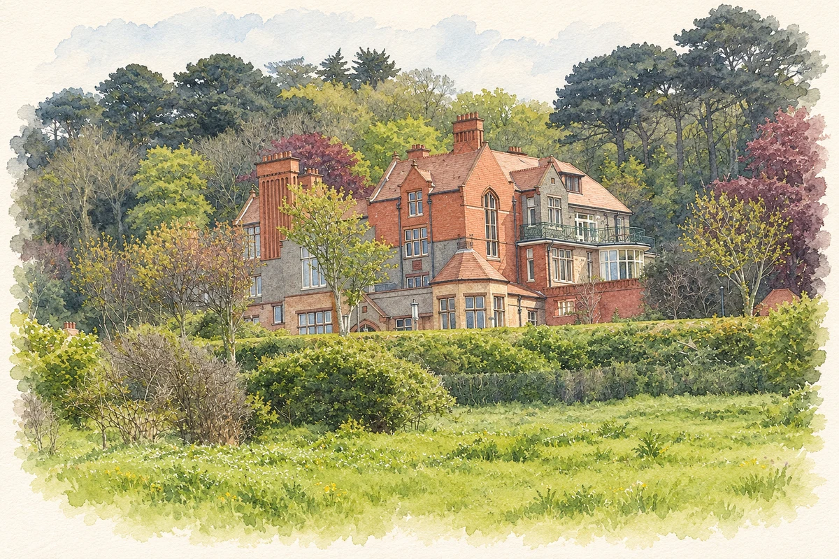 Watercolour and fine ink illustration of Sutton Castle, Sutton.
