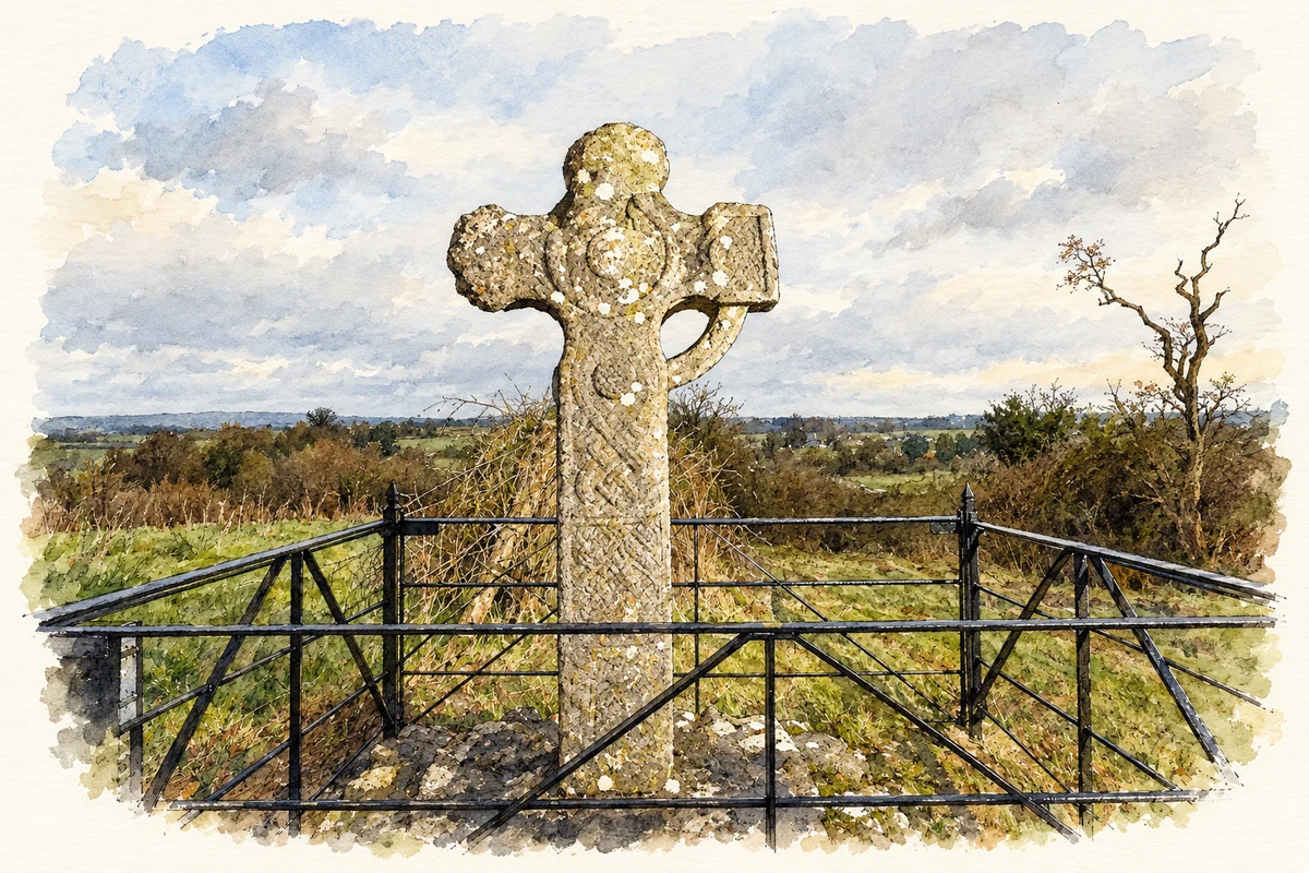 Watercolour and fine ink illustration of Bealin High Cross, Twyford, near Bealin, County Westmeath.