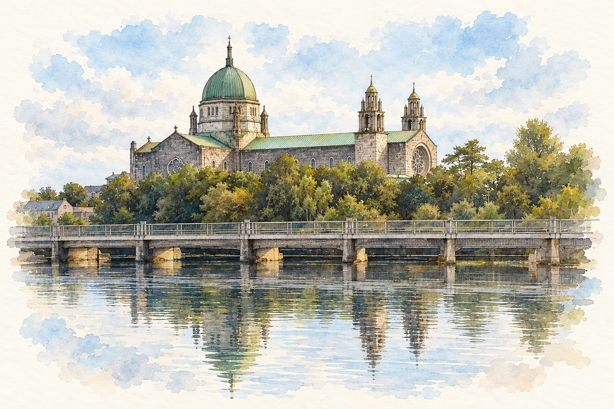 Watercolour and fine ink illustration of Galway Cathedral.
