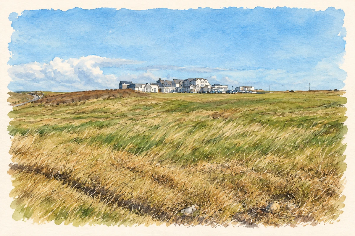 Watercolour and fine ink illustration of Great Northern Hotel on Bundoran's headland.