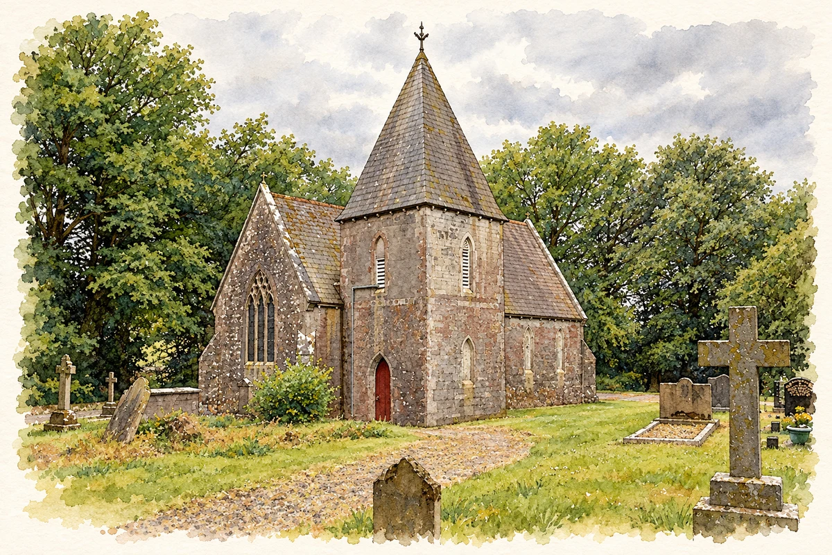 Watercolour and fine ink illustration of Christ Church, Ballyhooly, County Cork.