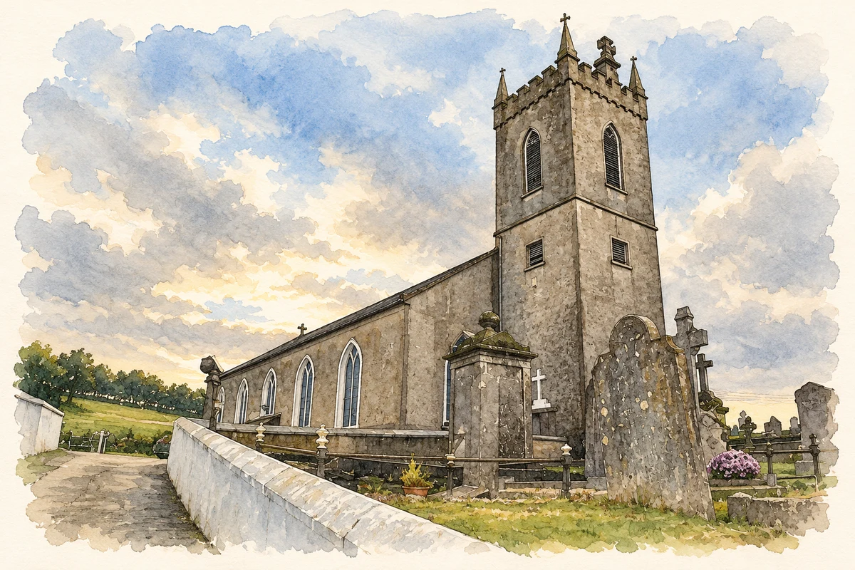 Watercolour and fine ink illustration of Patrick Kavanagh Centre, Inishkeen.