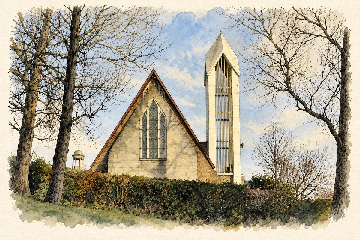 Watercolour and fine ink illustration of Saint Elizabeth's Church, Dundonald, County Down.