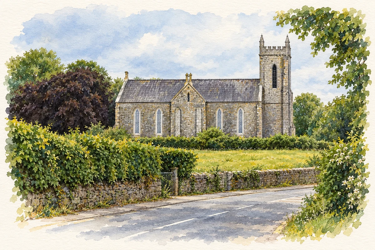 Watercolour and fine ink illustration of St Paul's Church, Killashee.