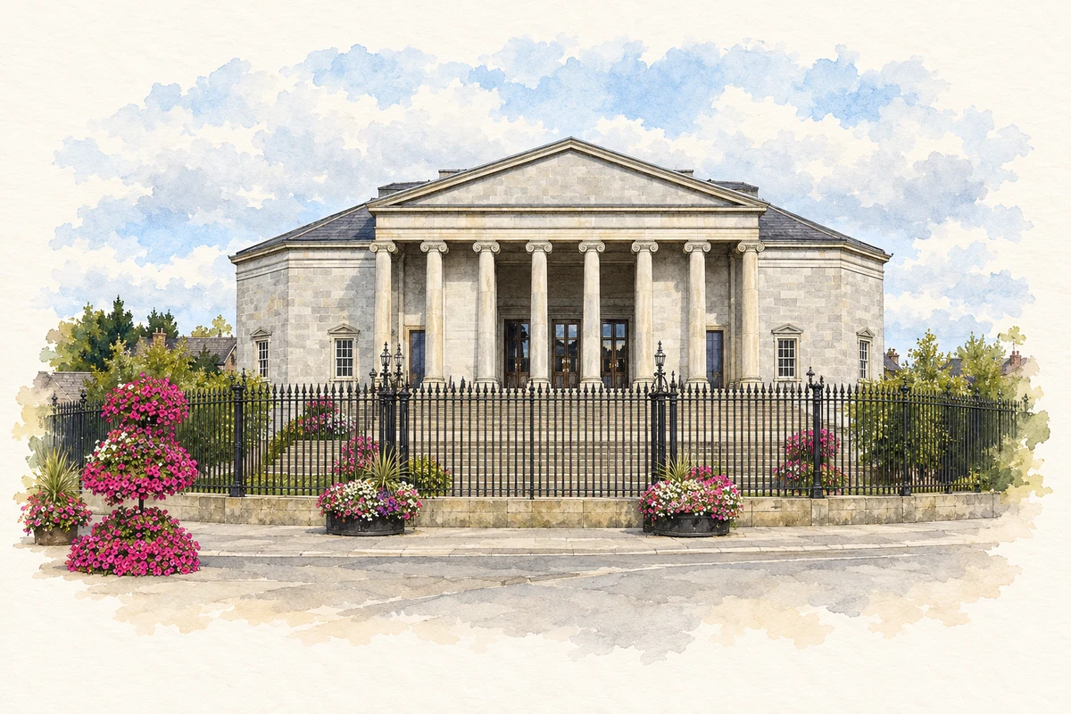 Watercolour and fine ink illustration of Carlow Courthouse, County Carlow in Carlow.