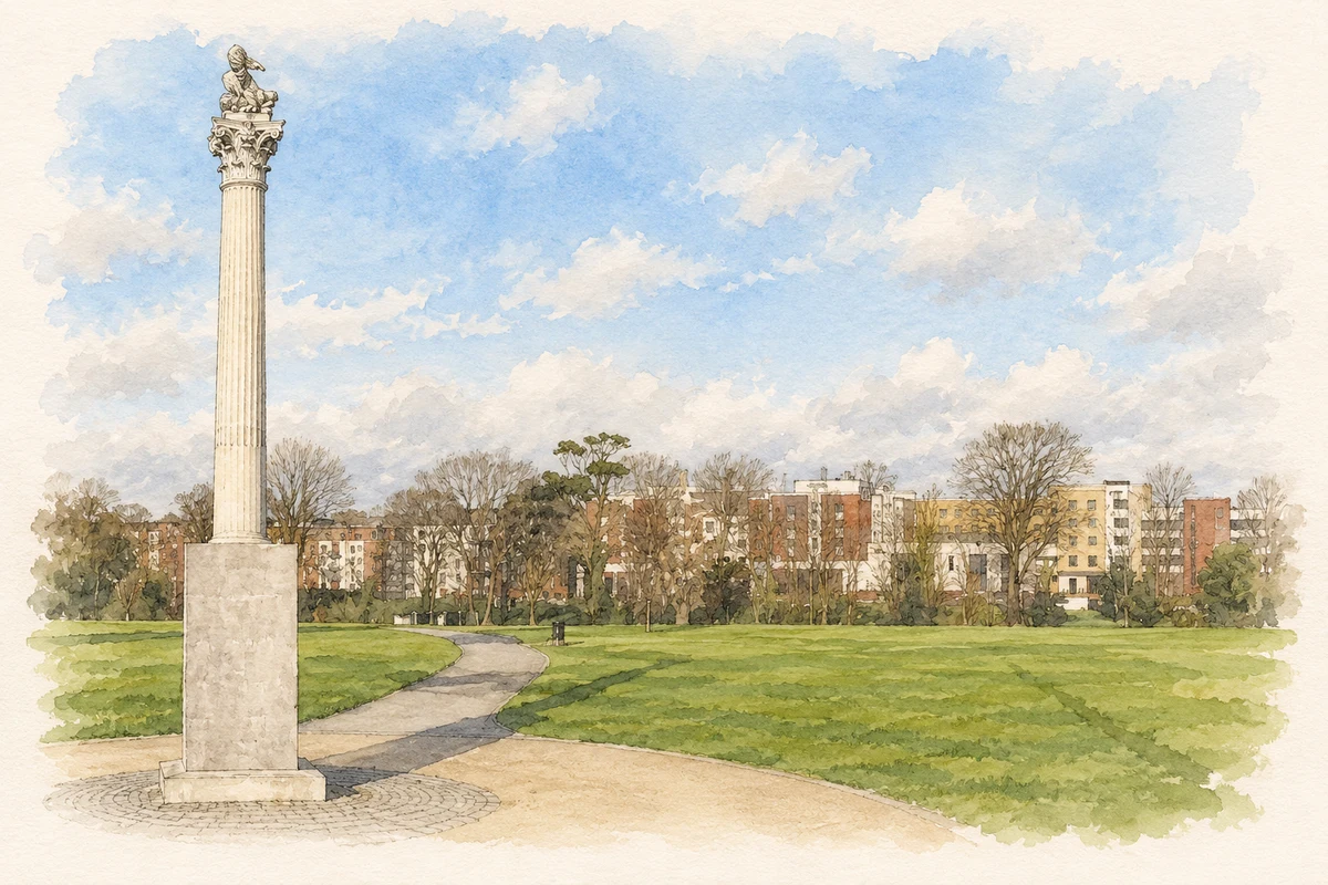 Watercolour and fine ink illustration of Phoenix Folly, Santry Demesne.