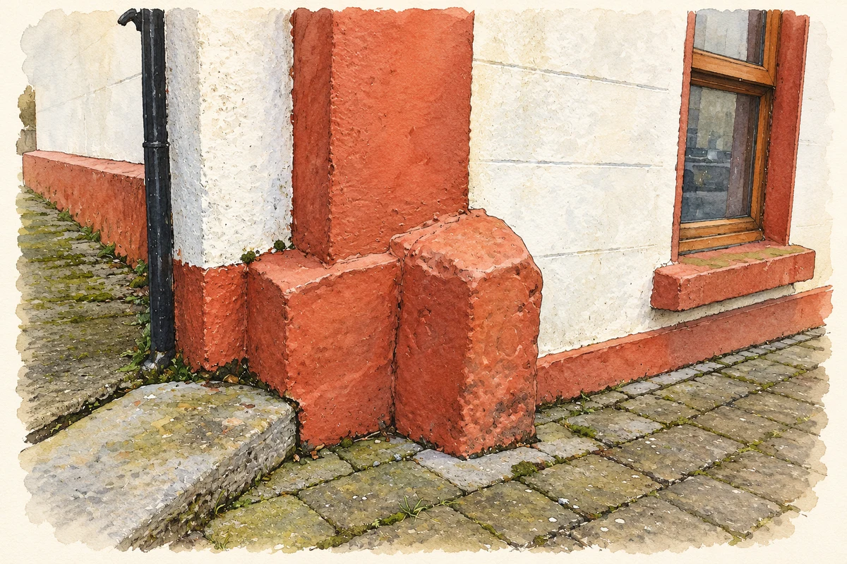 Watercolour and fine ink illustration of Historic milestone in Ballyhale, County Kilkenny.