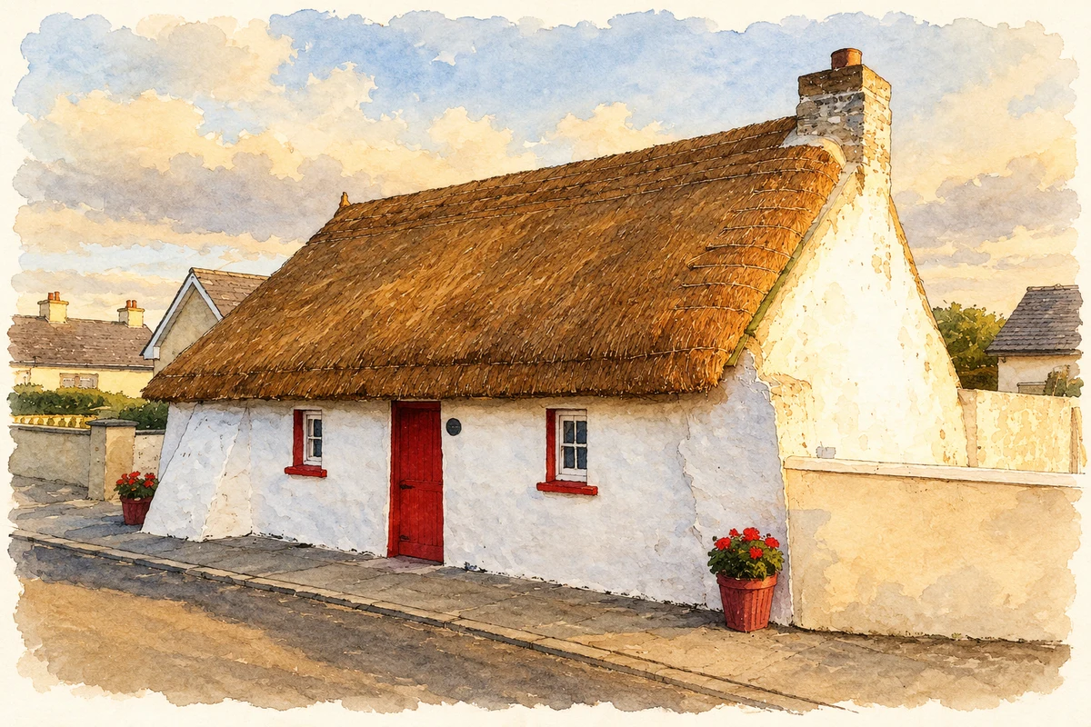 Watercolour and fine ink illustration of Phil Barron's House, Clogh, County Kilkenny.