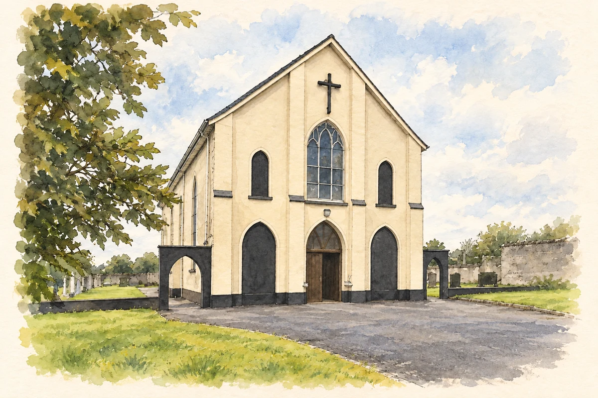 Watercolour and fine ink illustration of St Michael’s Church, Crosspatrick.