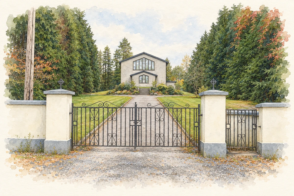 Watercolour and fine ink illustration of Templenoe Catholic church near Greenane, as photographed in 2016.