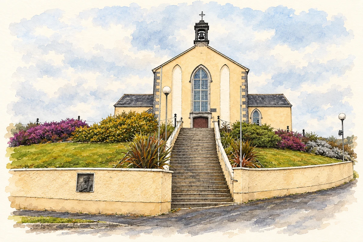 Watercolour and fine ink illustration of St Peter's Church, Broadford, County Clare.
