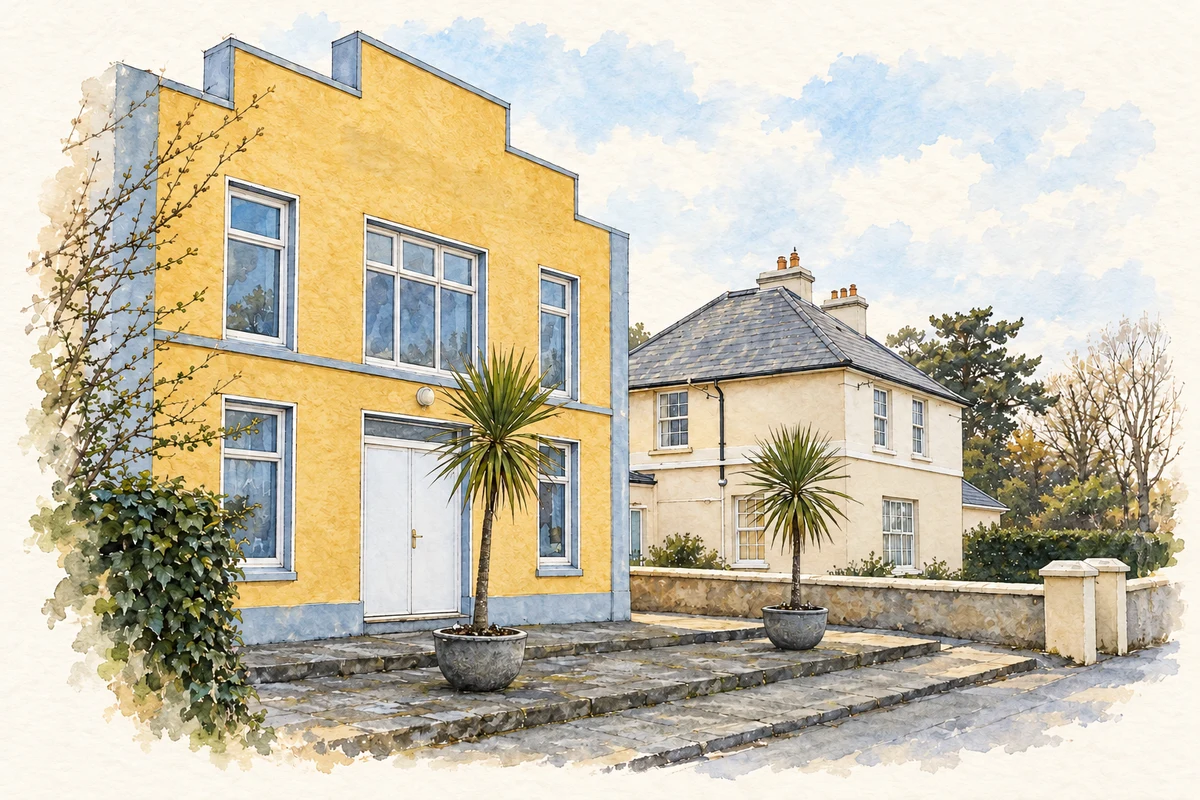 Watercolour and fine ink illustration of Saint Mary’s Hall, Carrigaholt.