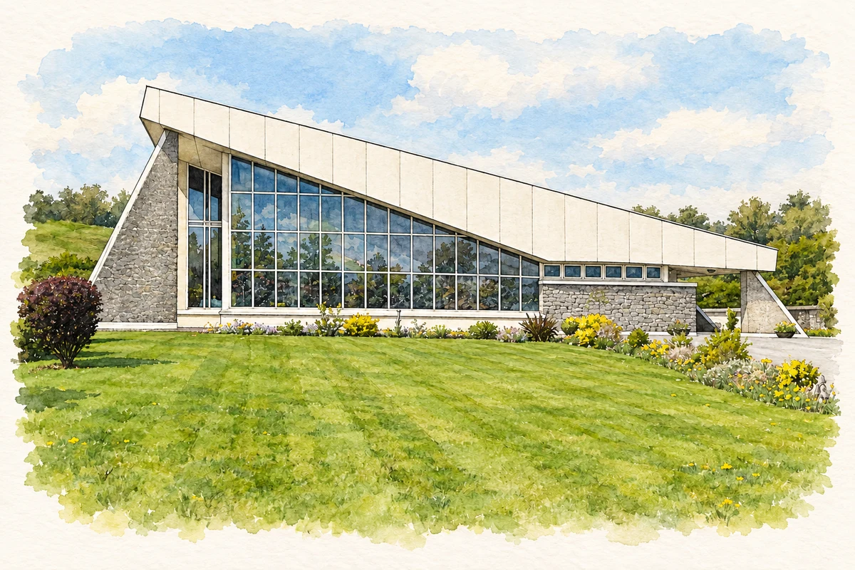 Watercolour and fine ink illustration of Our Lady of the Wayside Church, Lissycasey.