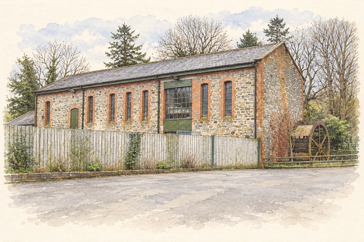 Watercolour and fine ink illustration of Green Lane Museum near Coolessan.