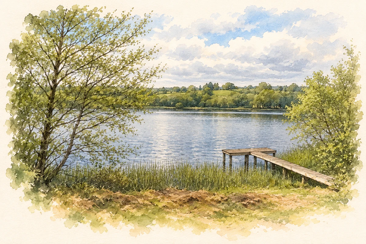 Watercolour and fine ink illustration of Corranny Lough.