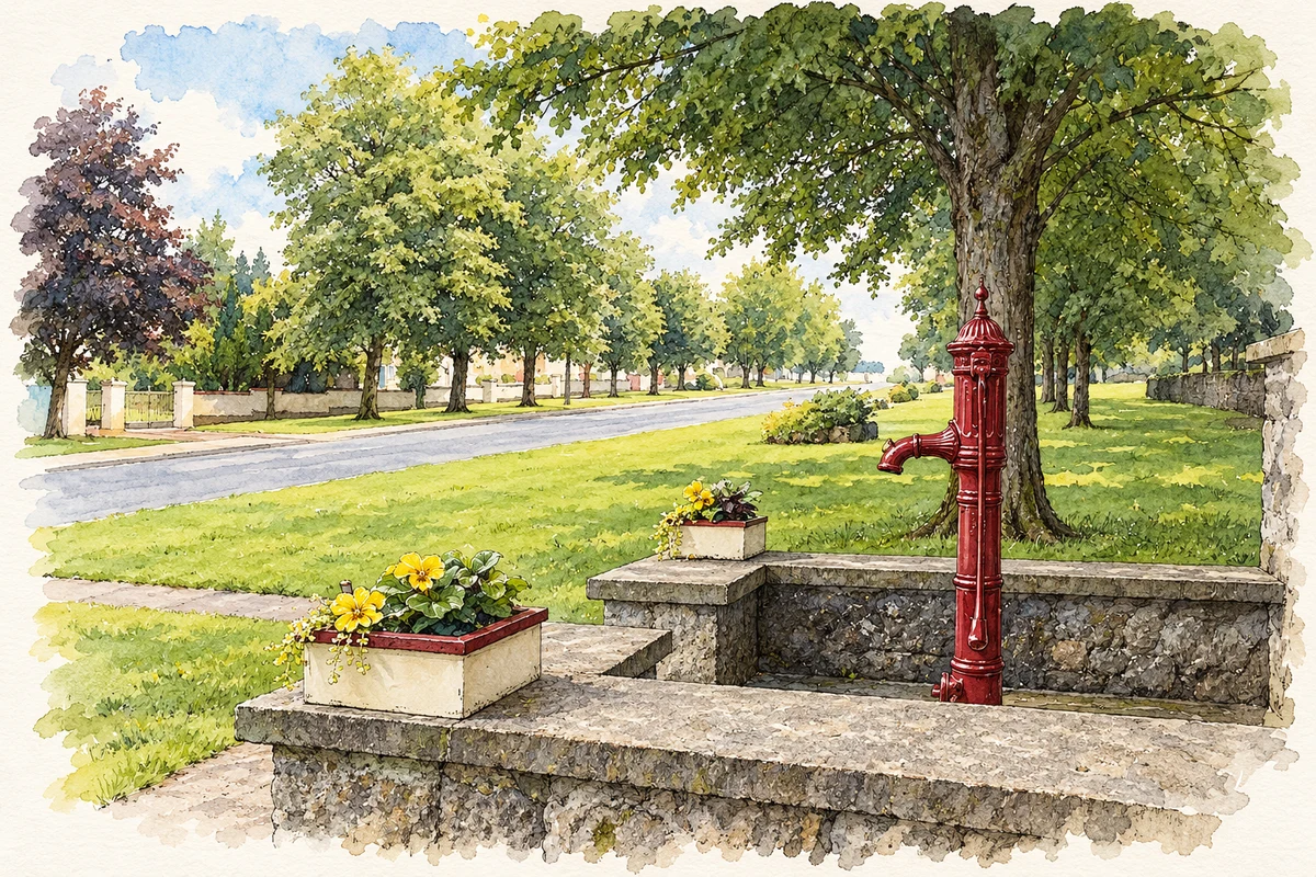 Watercolour and fine ink illustration of Parish pump, Ballymore, County Westmeath.