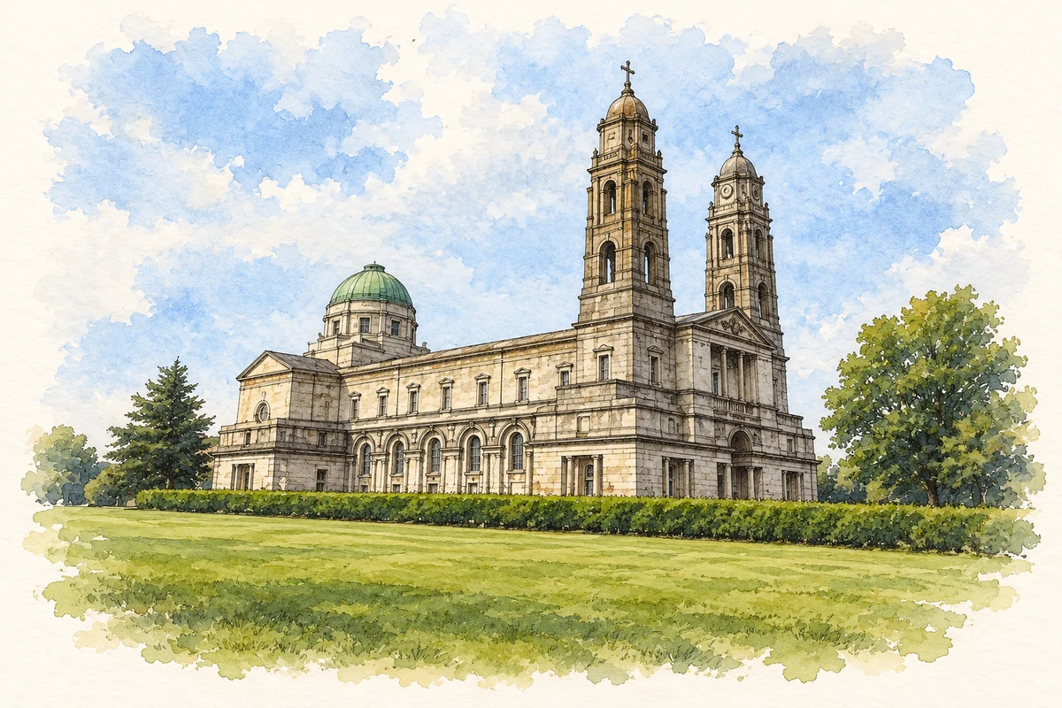 Watercolour and fine ink illustration of Cathedral of Christ the King, Mullingar, County Westmeath in Mullingar.
