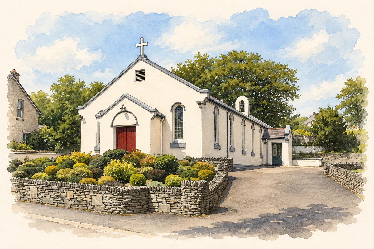Watercolour and fine ink illustration of Oratory of the Assumption, Ballyliffin.