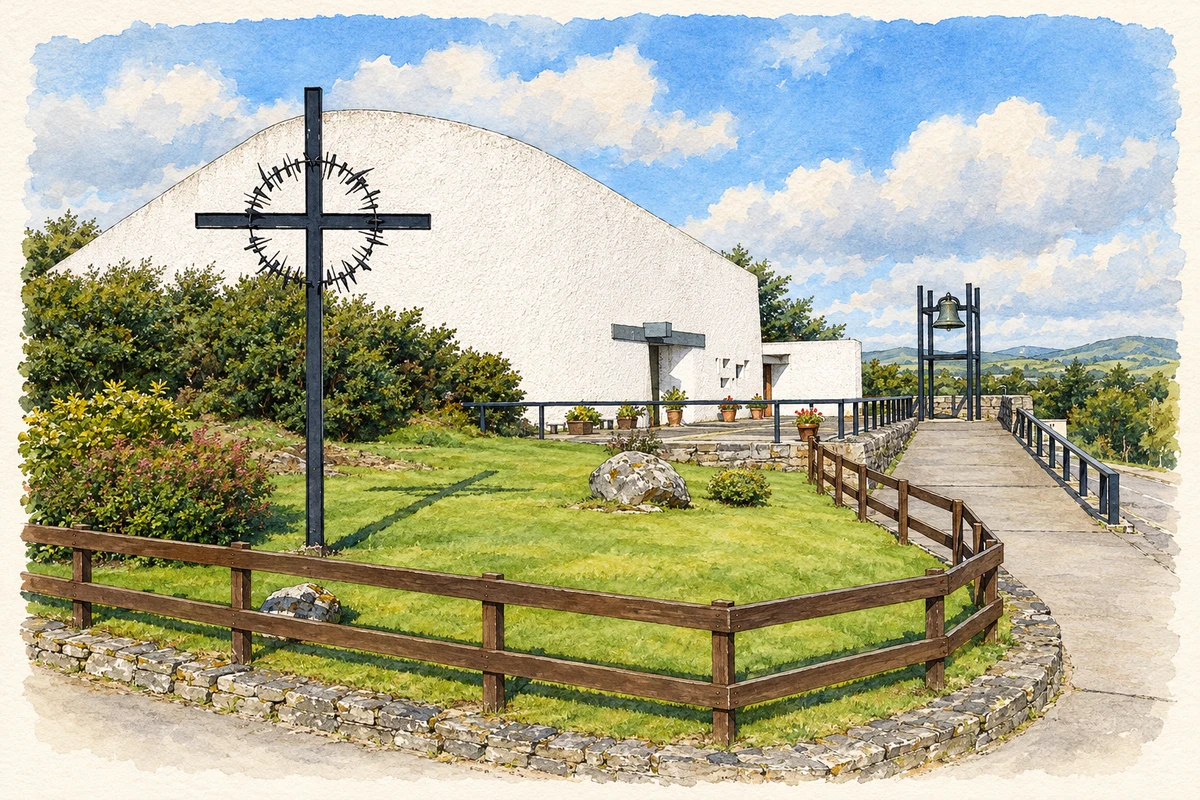 Watercolour and fine ink illustration of St Michael the Archangel Church, Creeslough.