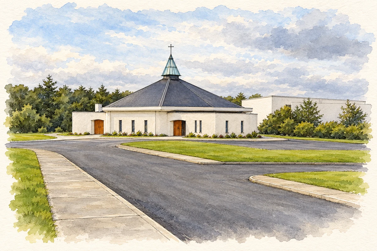 Watercolour and fine ink illustration of Dungloe Catholic Church, County Donegal.