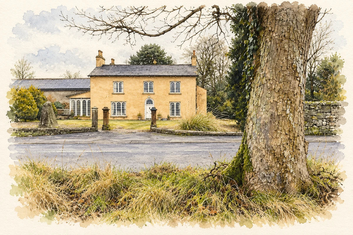 Watercolour and fine ink illustration of Mullaghmore House, County Tyrone.