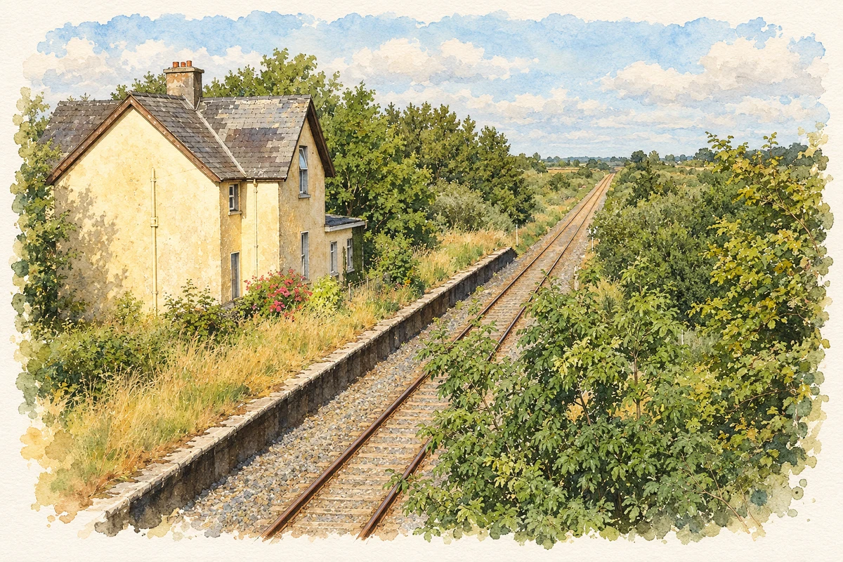 Watercolour and fine ink illustration of Former Bekan railway station master's house.